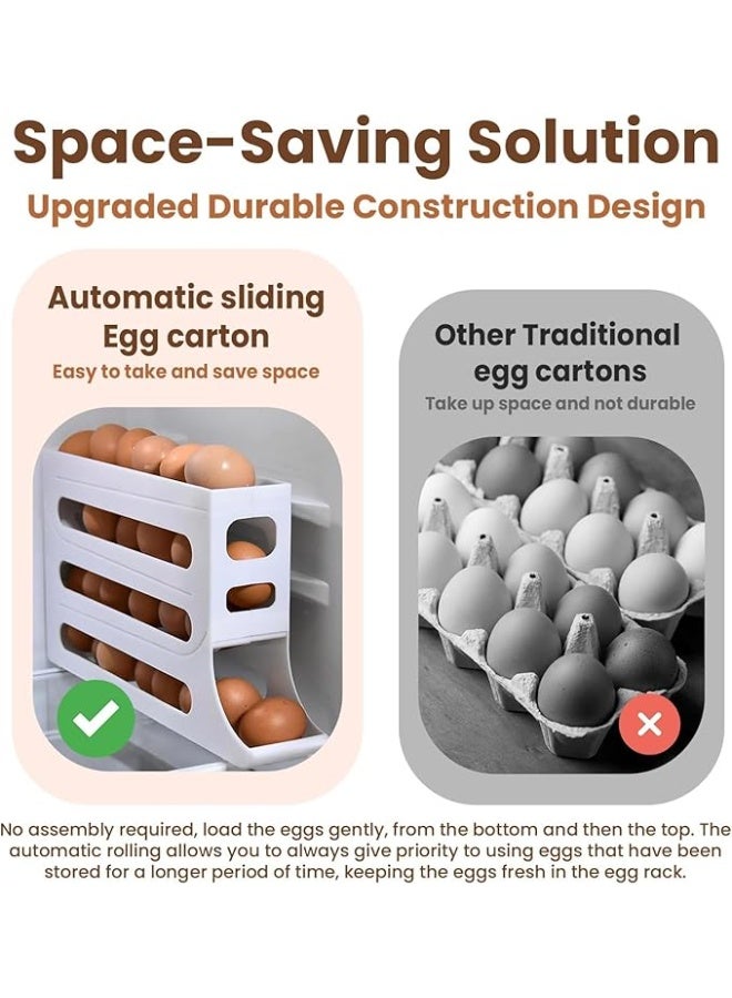 4-Tier Egg Holder & Rolling Dispenser 30-Egg Capacity, Egg Storage for Refrigerator, Automatic Egg Rolling Holder Organizer For Fridge Space Saving. - Image 3
